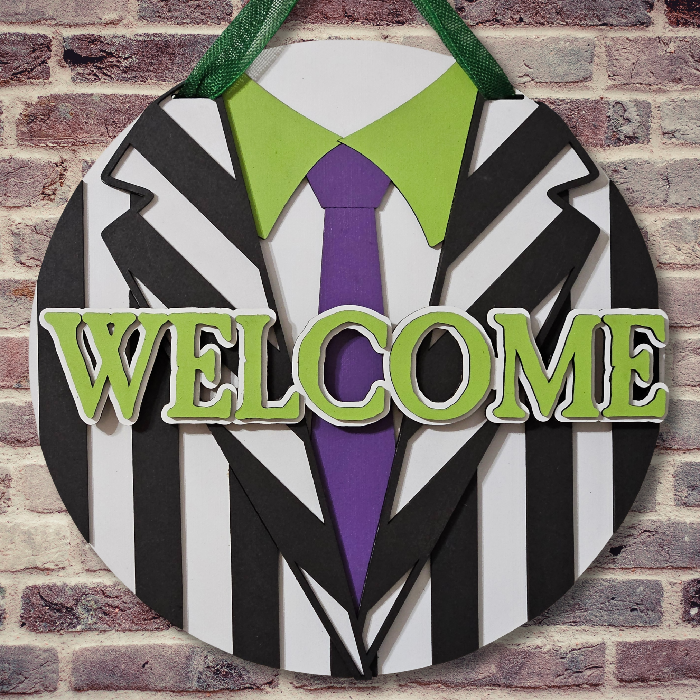 “Welcome” Beetlejuice Suit 15-Inch Door Hanger