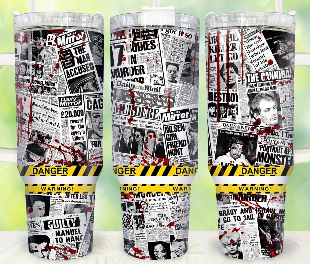 Murder Newsprint- 40 OZ Thirst Quencher