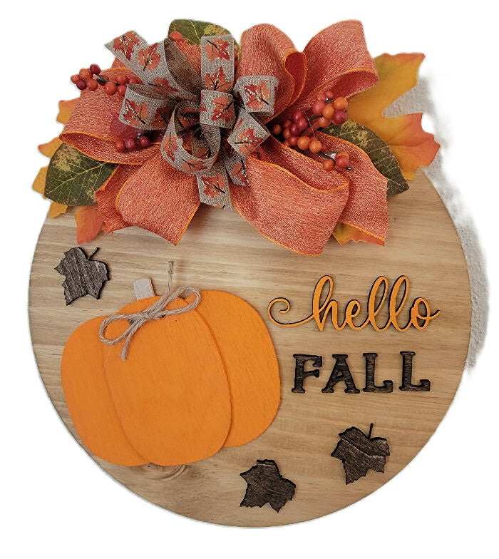 Hello Fall with Pumpkin Door Hanger