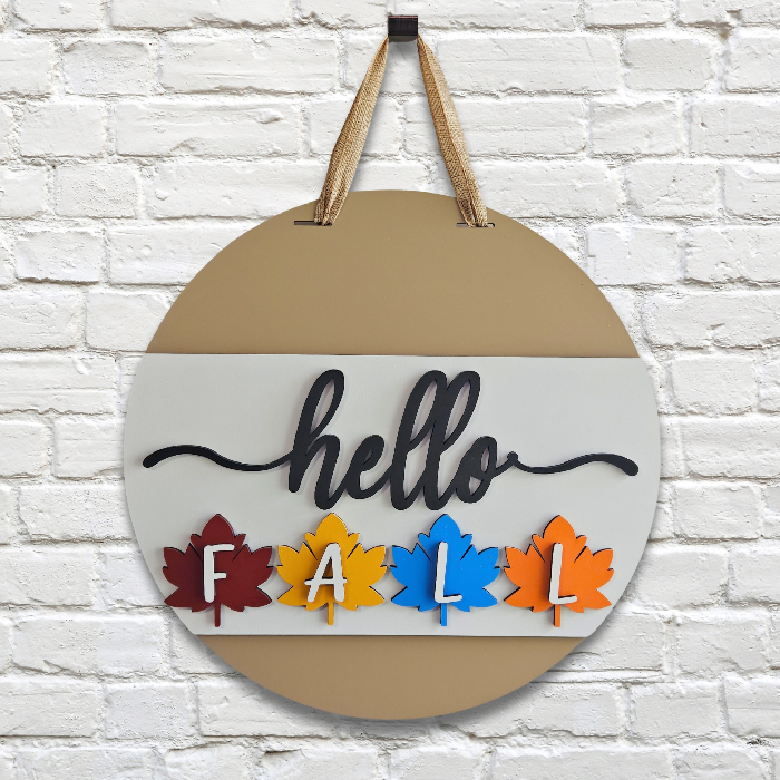 Hello Fall Leaves 16-Inch Door Hanger