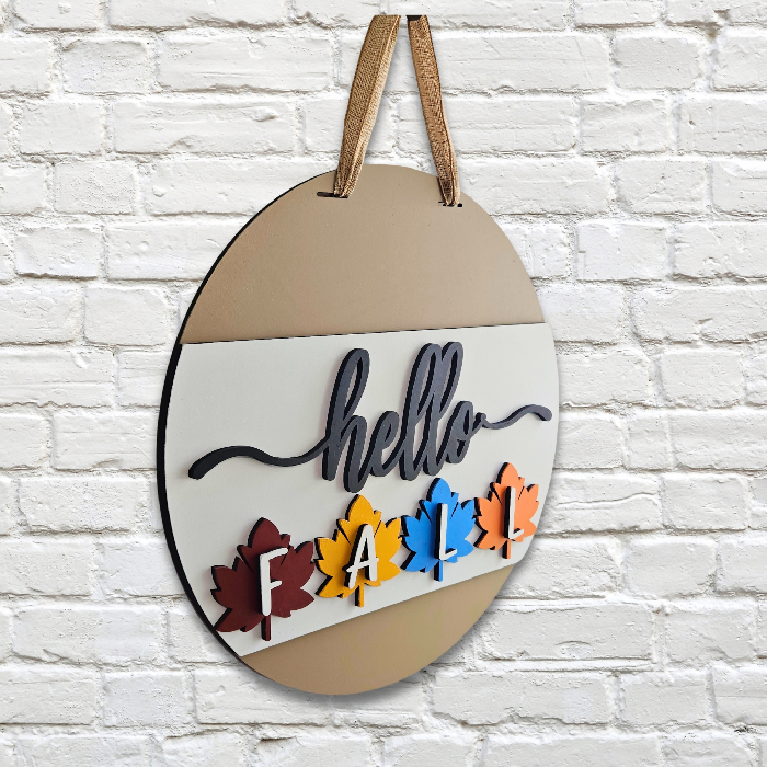 Hello Fall Leaves 16-Inch Door Hanger