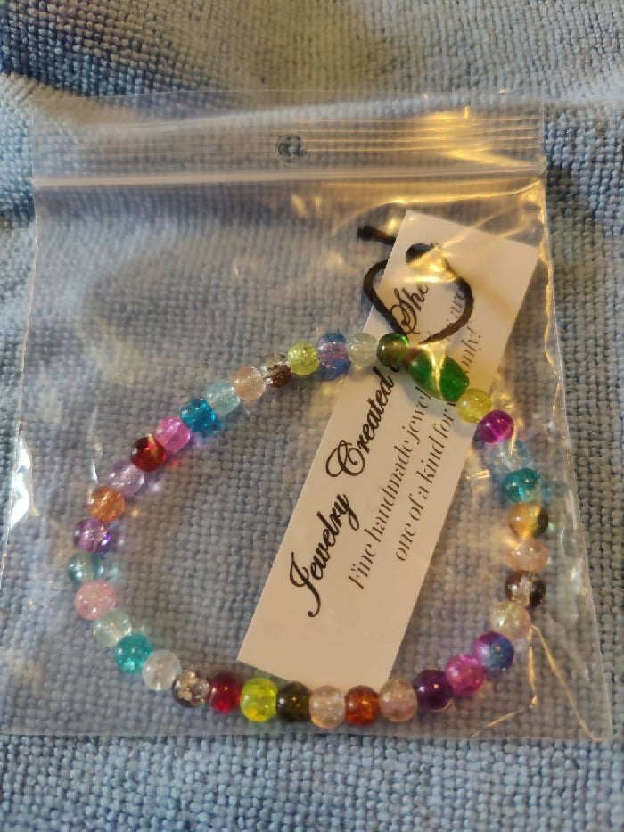 AB #02 Stretch ANKLE w/ CRACKLE Beads