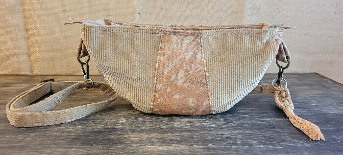 Tan Corduroy Half-Moon Boho Purse