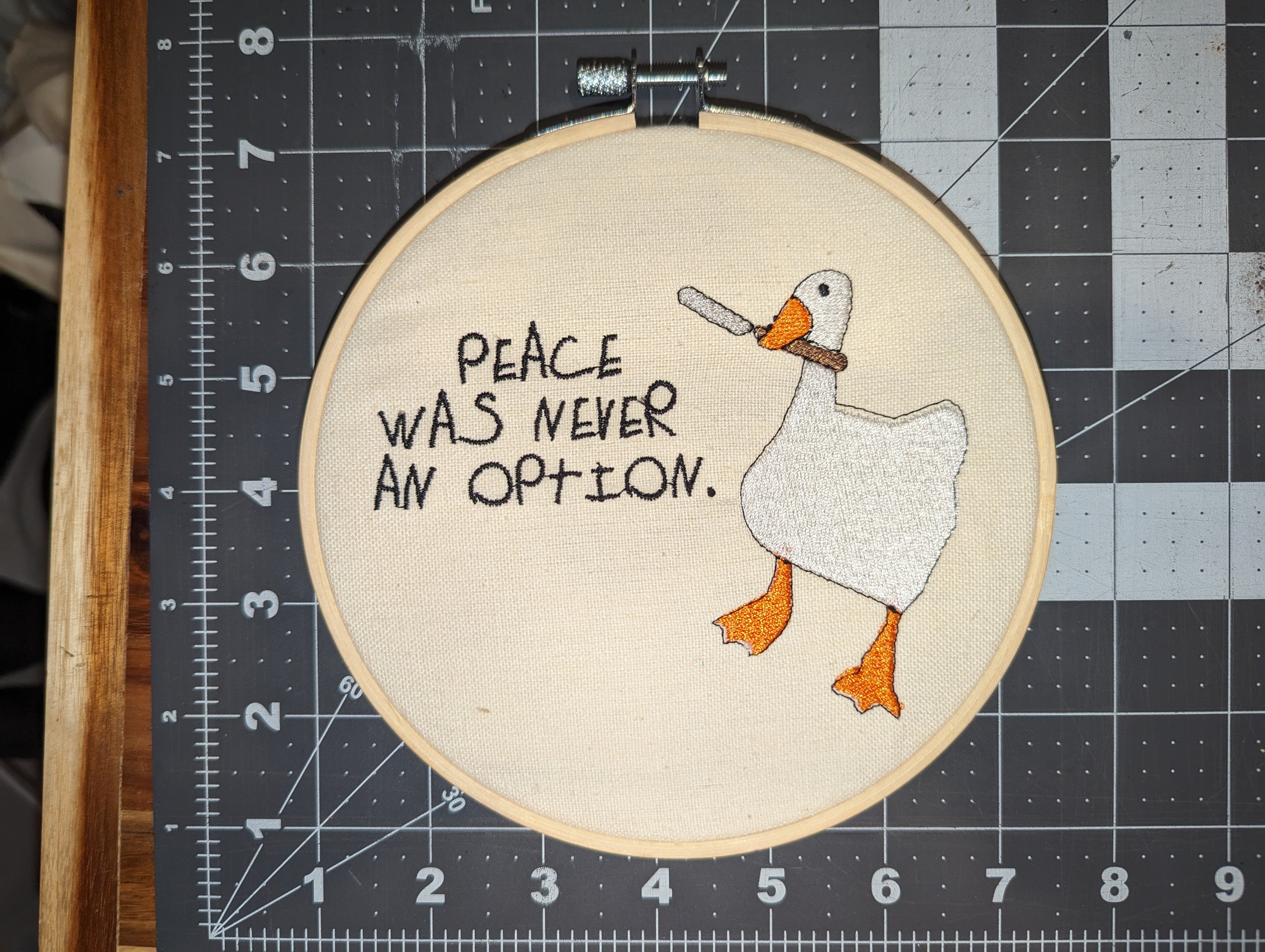 Peace Was Never An Option Embroidered Wall Hanger