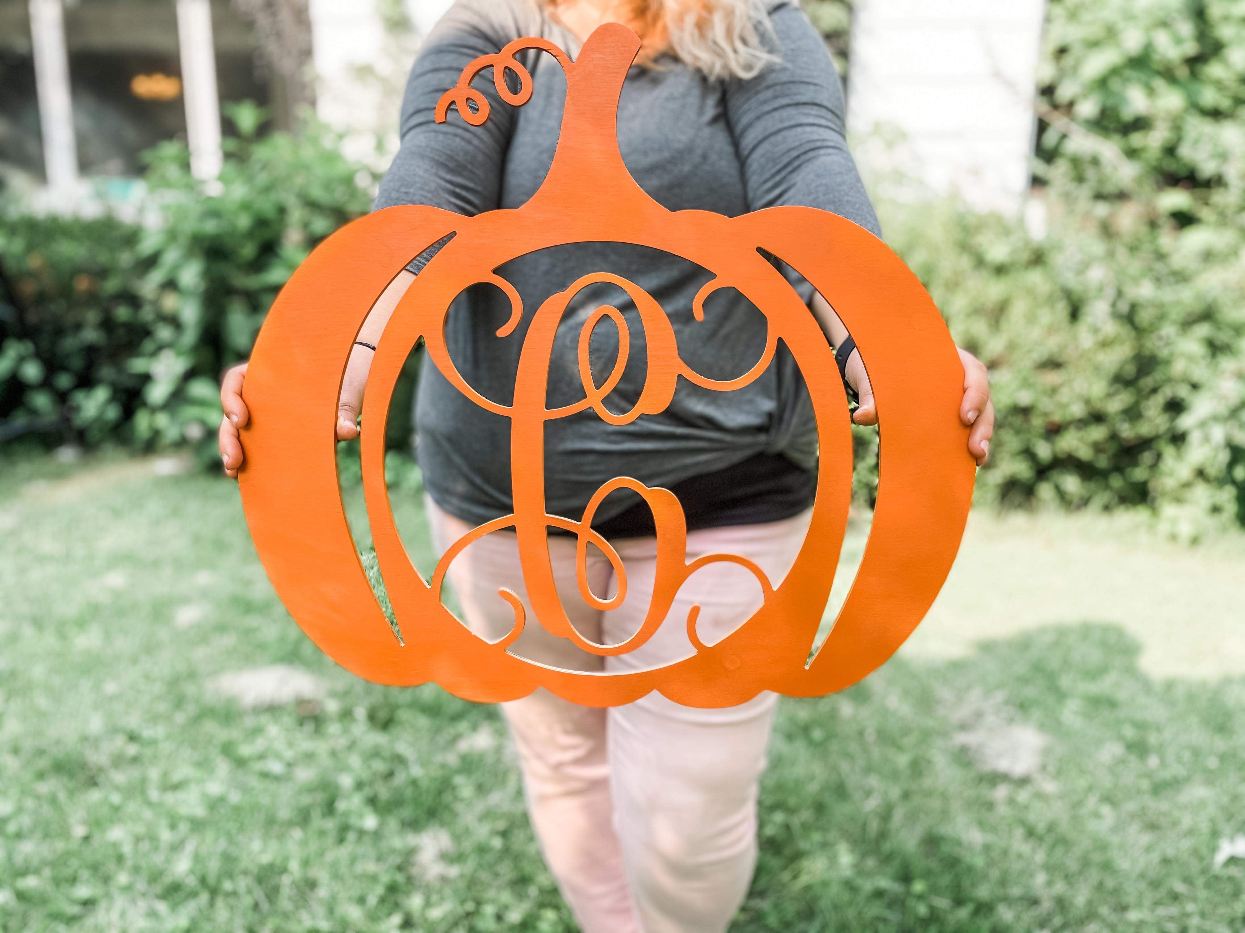 Monogram Pumpkin Door Hanger