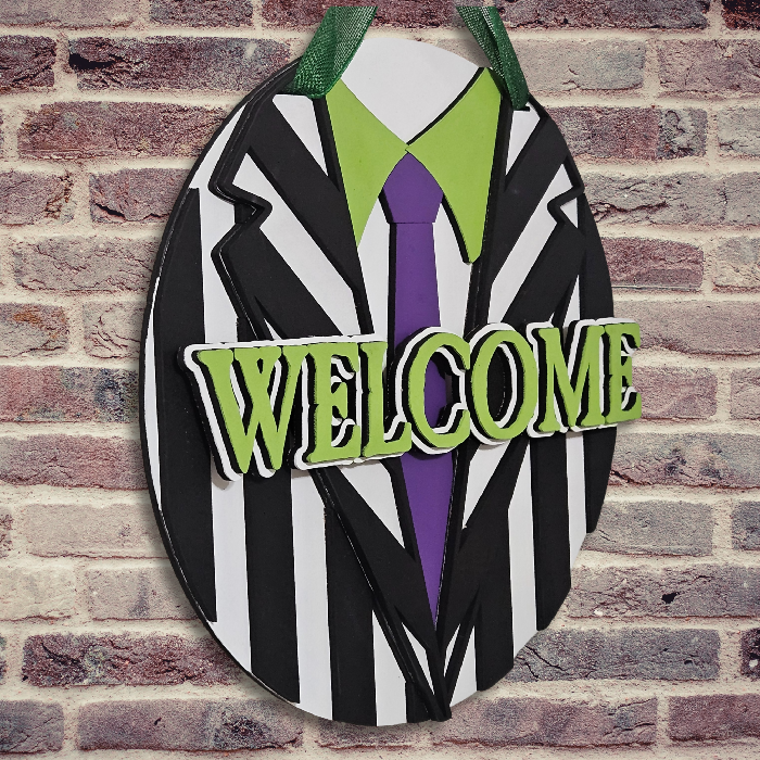 “Welcome” Beetlejuice Suit 15-Inch Door Hanger