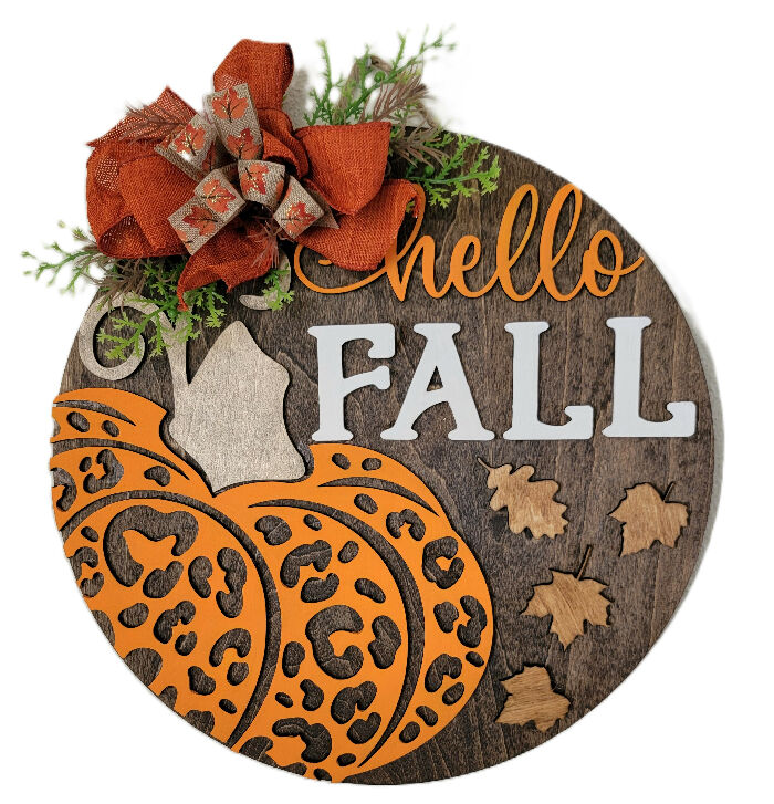 Hello Fall Door Hanger or Wall Plaque