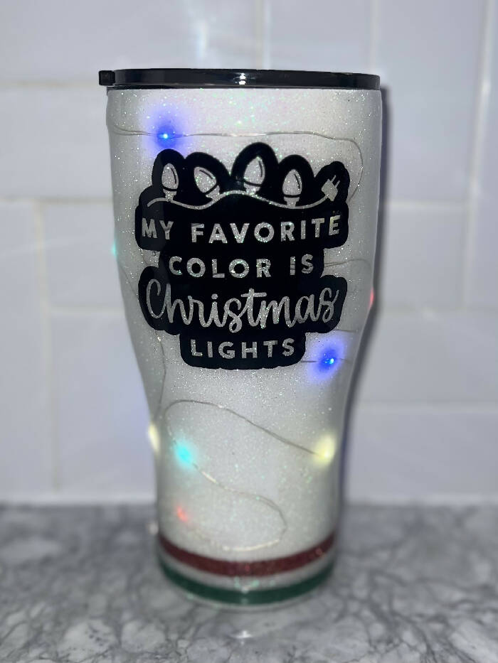 30oz glitter light up “Christmas lights” cup