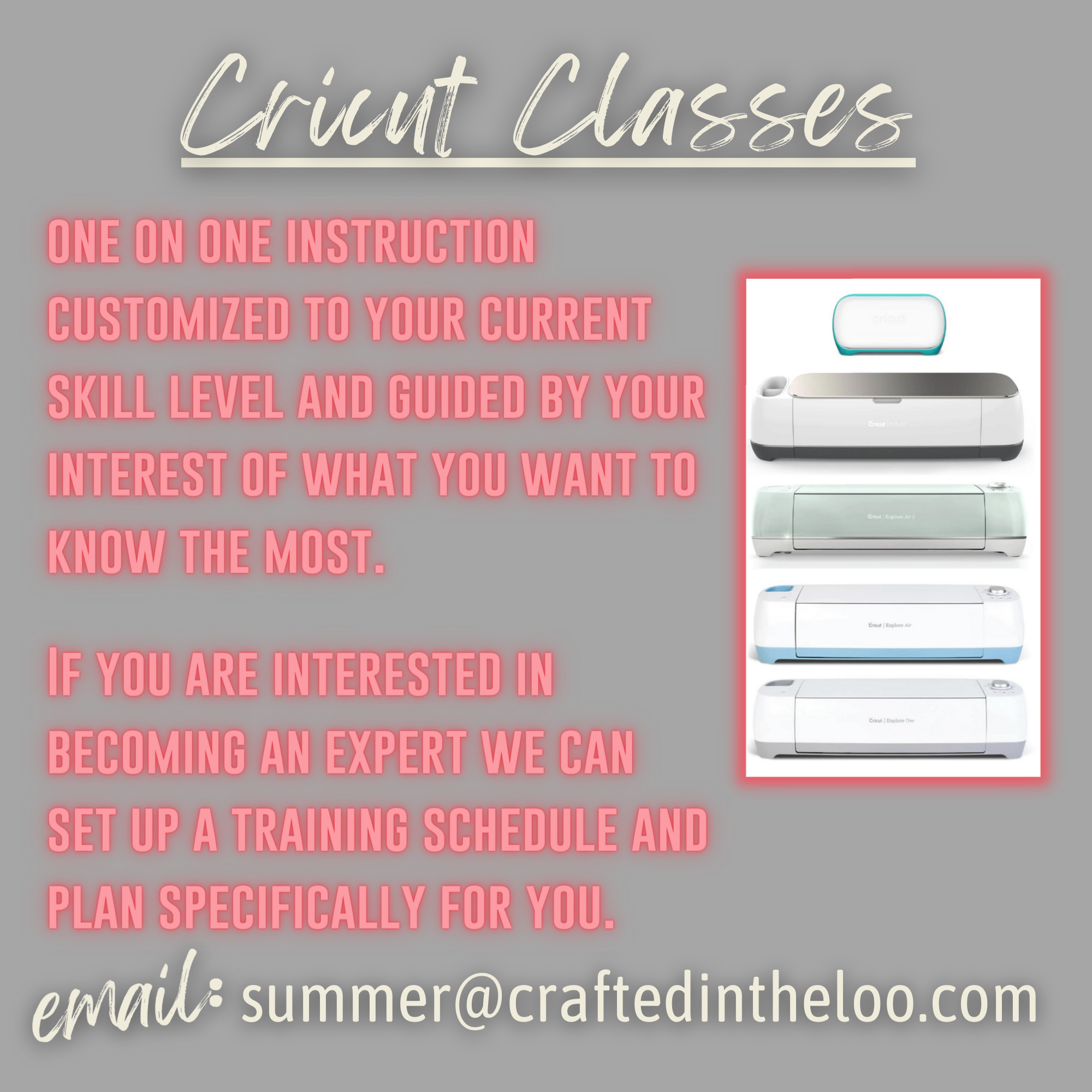 Four Session Bundle - One-on-One Cricut Classes - Custom Content