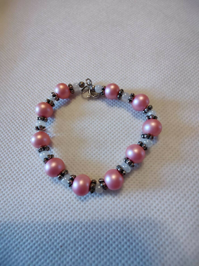 B #195 Pink Glass Pearls 6-3/4 inch