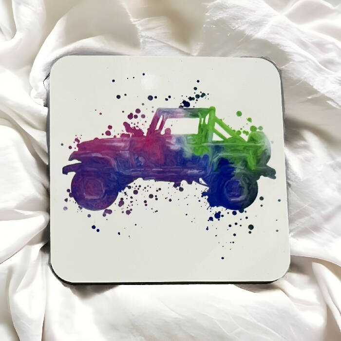 Watercolor Beep Beep - J E E P coaster