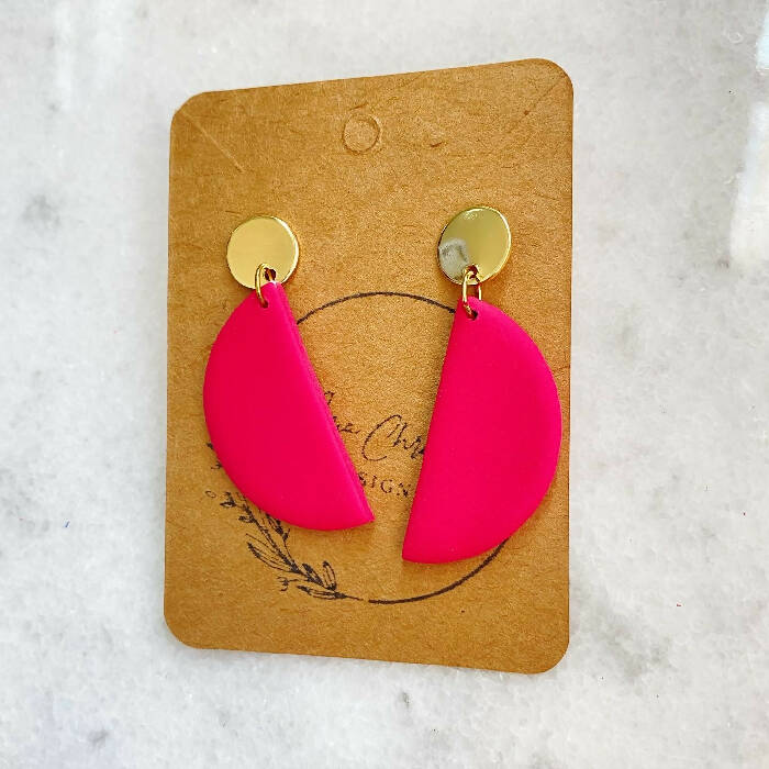 Pink half circle dangles