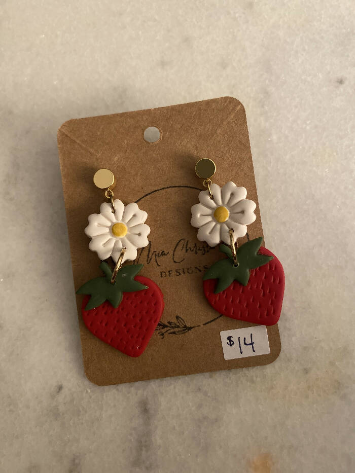 Flower and strawberry dangle