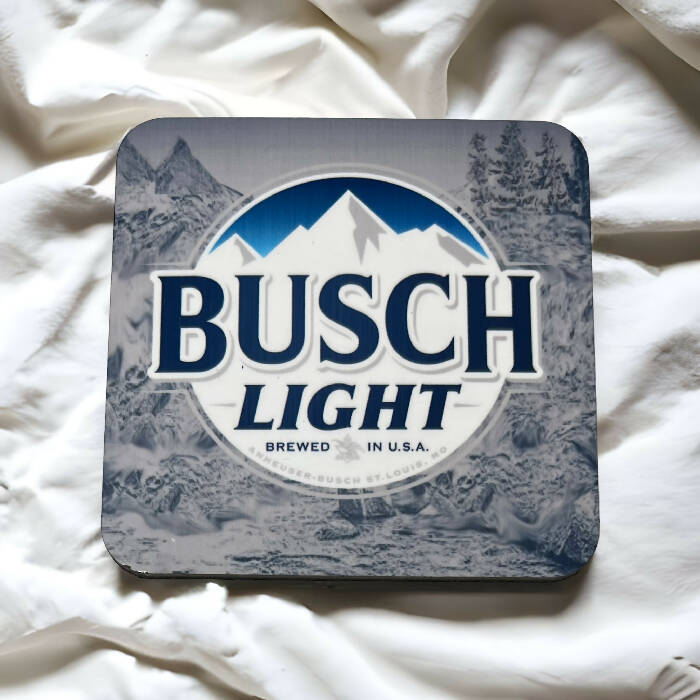 L I G H T beer label coaster