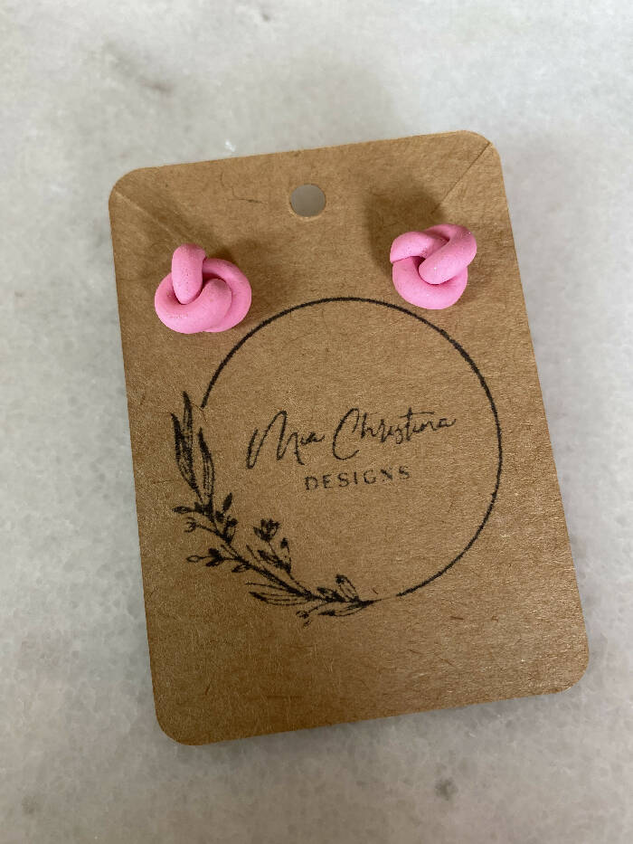 Mia Christina Pink Knot Studs