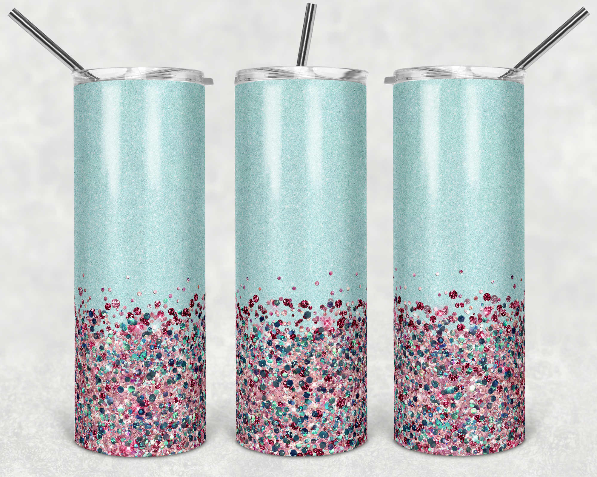 Light Blue Glitter with Confetti Glitter - 20oz Tumbler