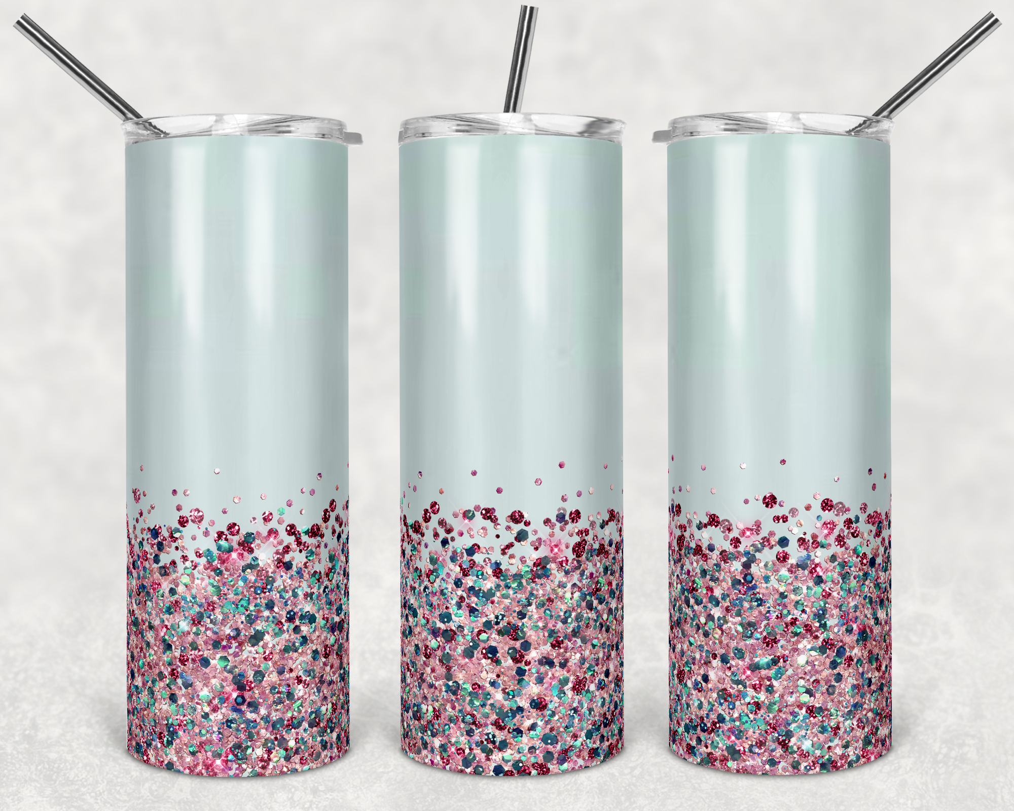 Light Blue with Confetti Glitter - 20oz Tumbler