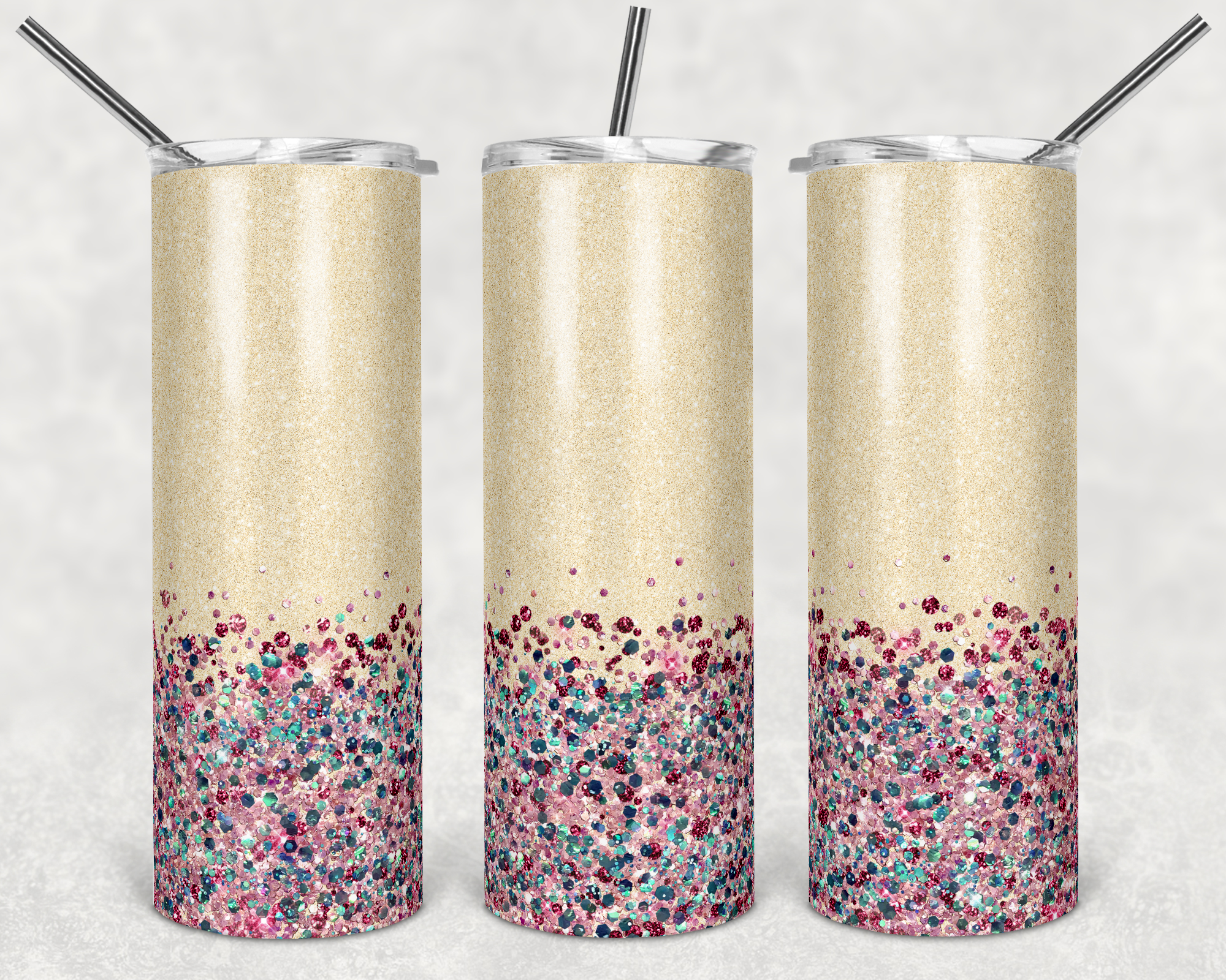 Yellow Glitter with Confetti Glitter - 20oz Tumbler