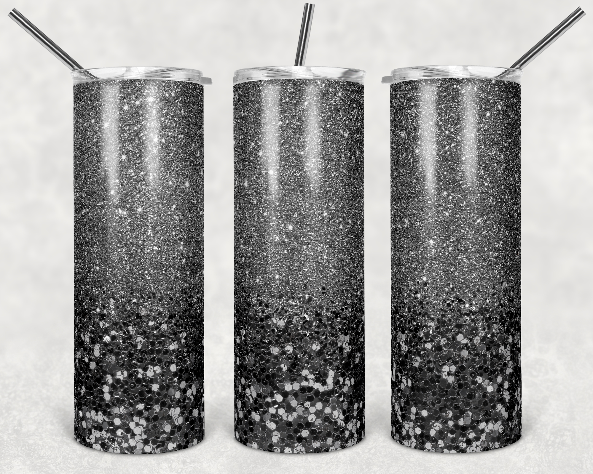 Gray Fine to Chunky Glitter - 20oz Tumbler