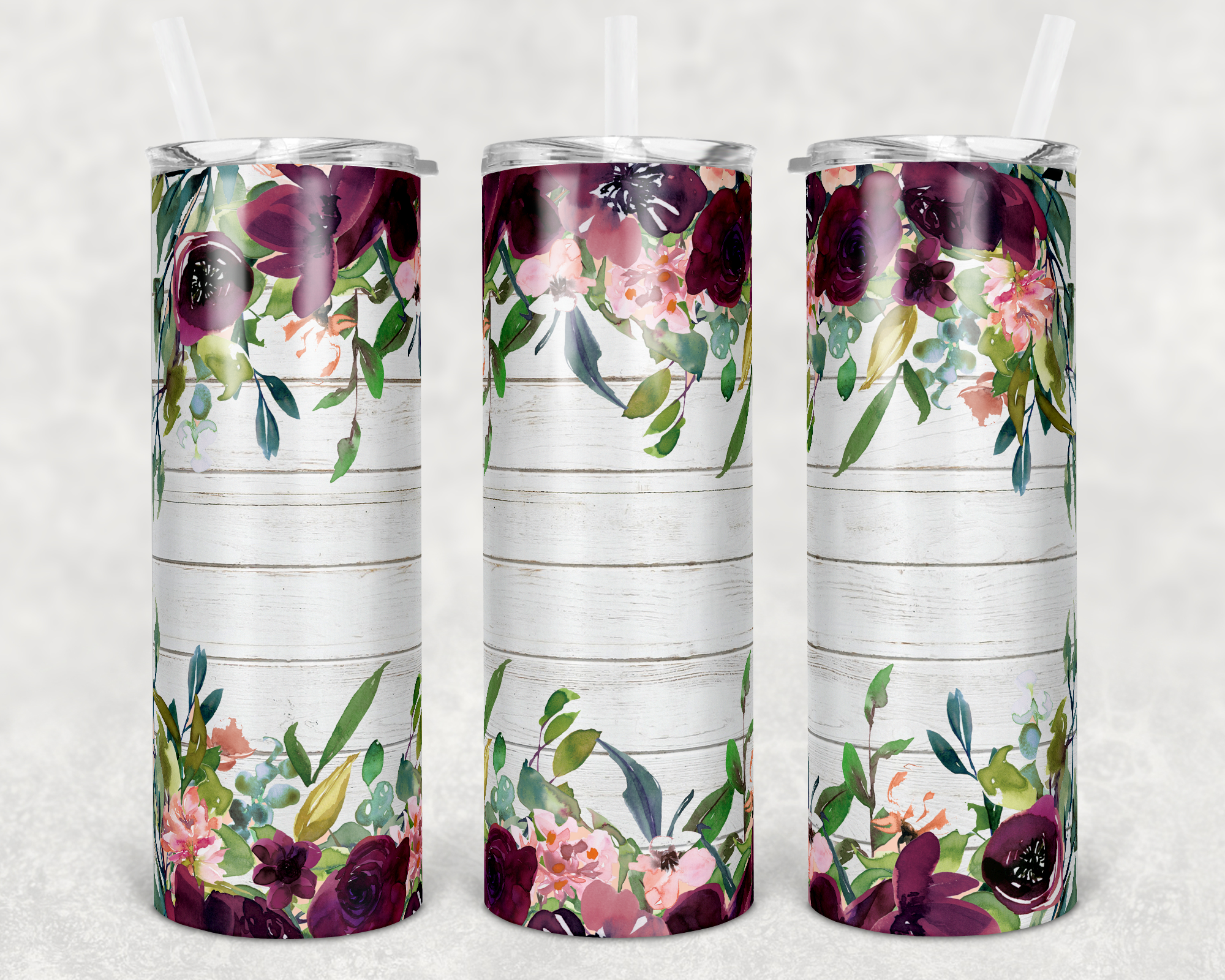 Maroon Florals - 20oz Tumbler