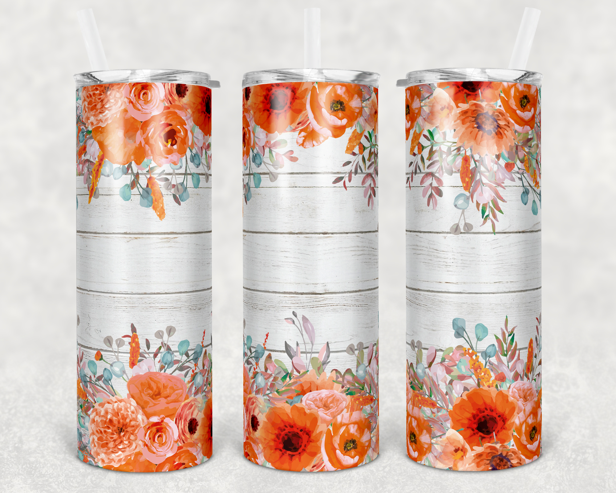 Orange Florals - 20oz Tumbler