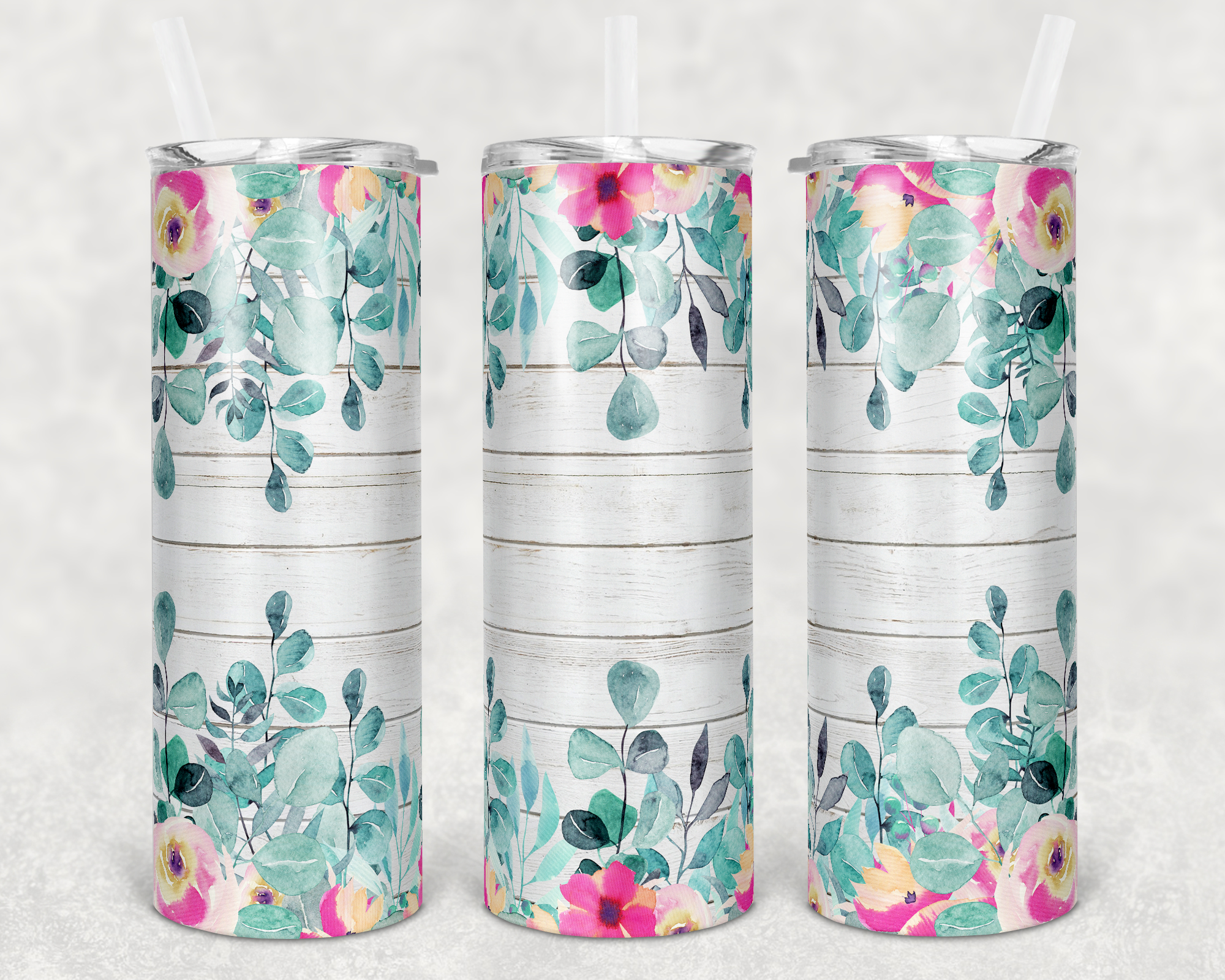 Pink & Teal Florals - 20oz Tumbler