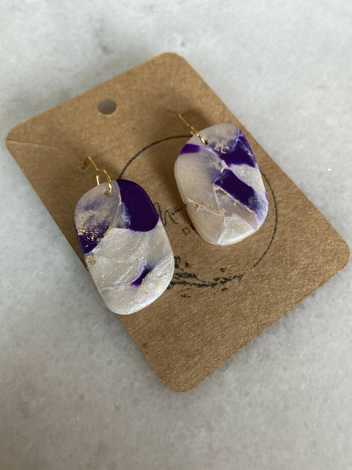 Mia Christina purple marble oblong dangles