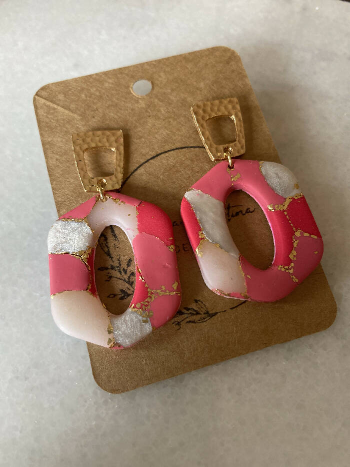 Mia Christina pink scale dangles with gold