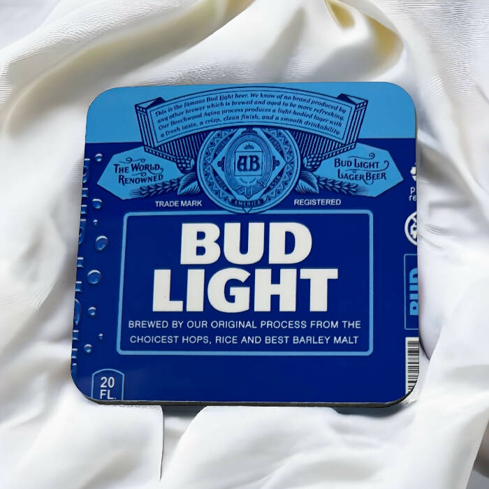 L I G H T (BL) beer label coaster