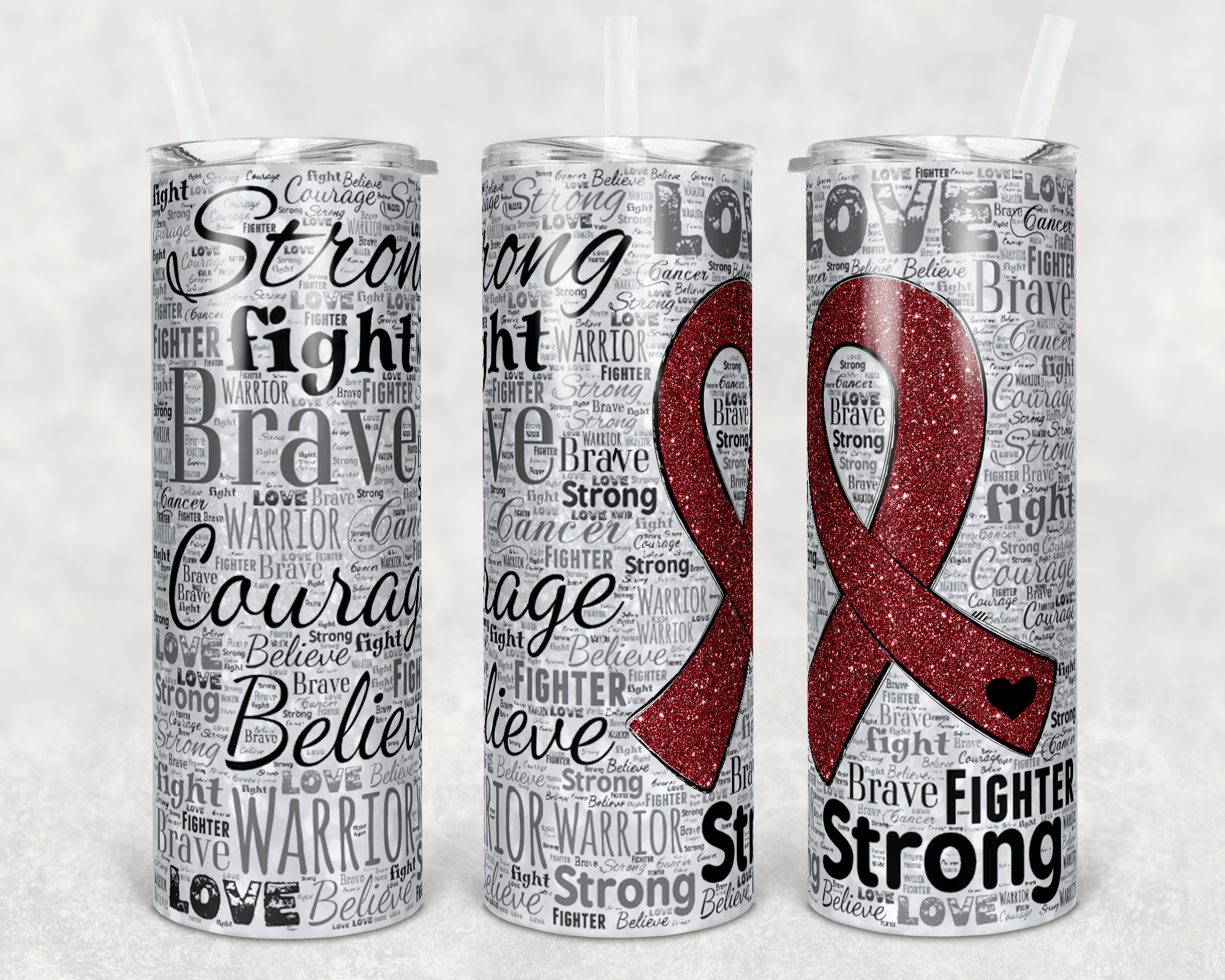 Cancer Ribbon Burgundy - 20oz Tumbler