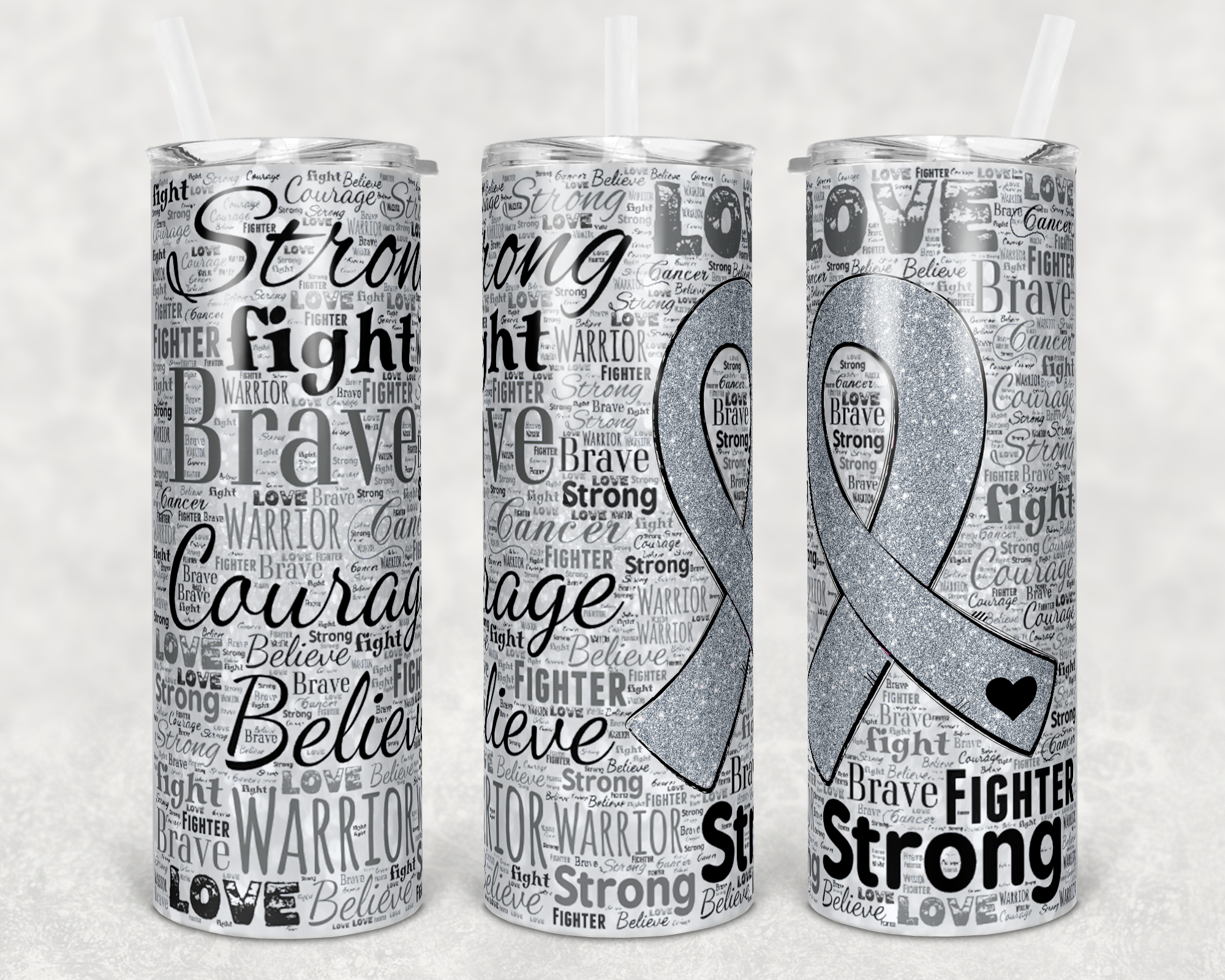 Cancer Ribbon Gray - 20oz Tumbler