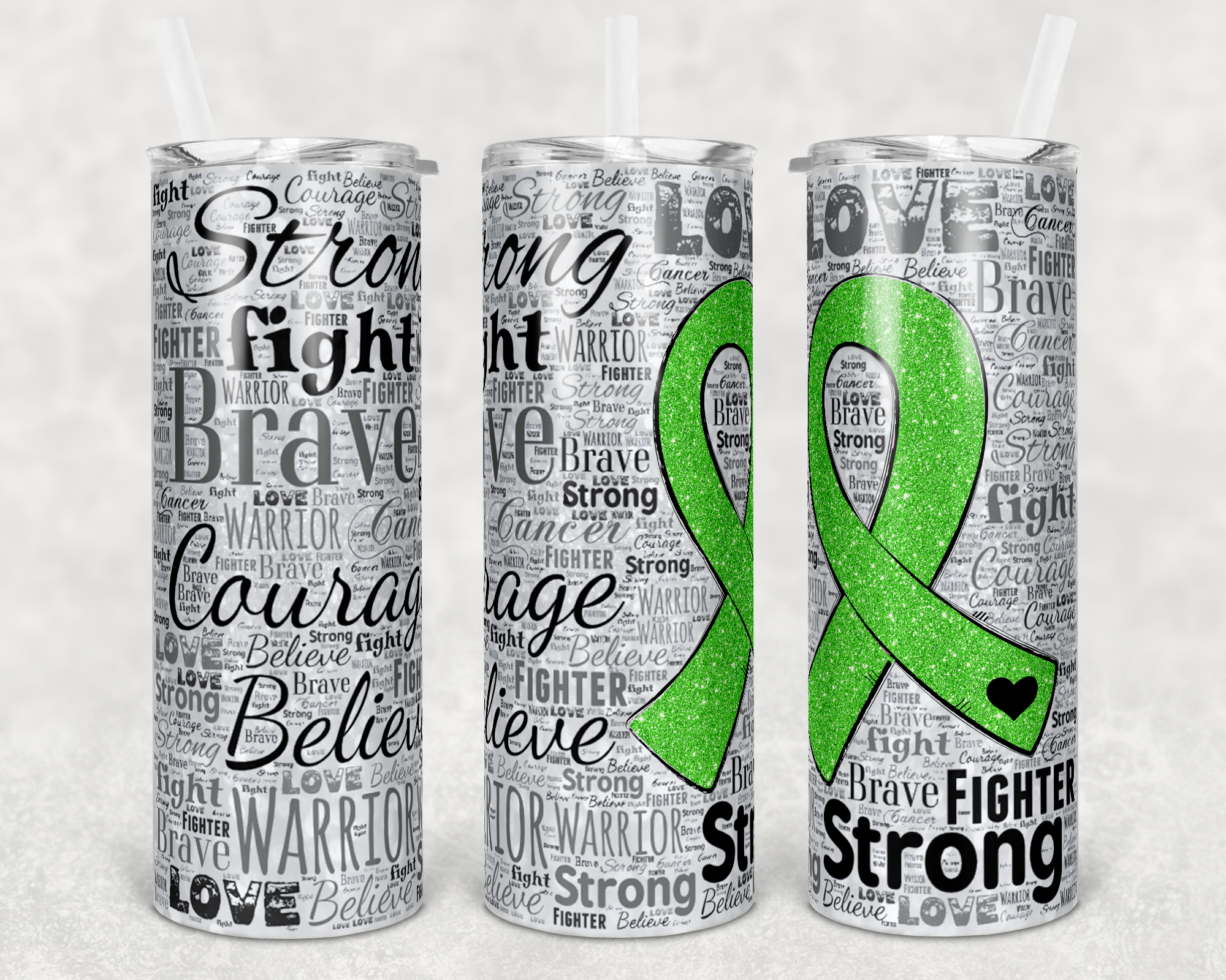 Cancer Ribbon Lime Green  - 20oz Tumbler