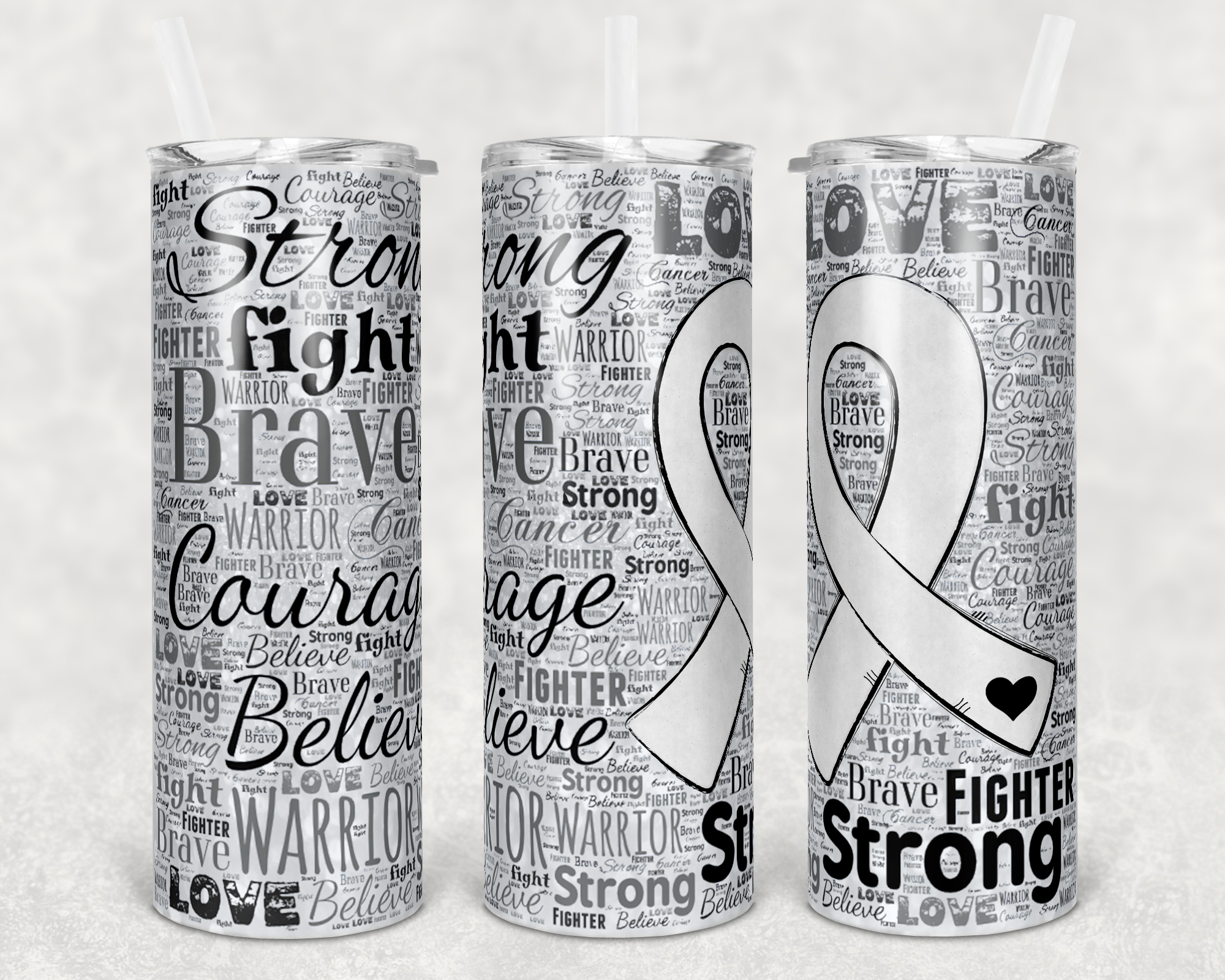 Cancer Ribbon White - 20oz Tumbler