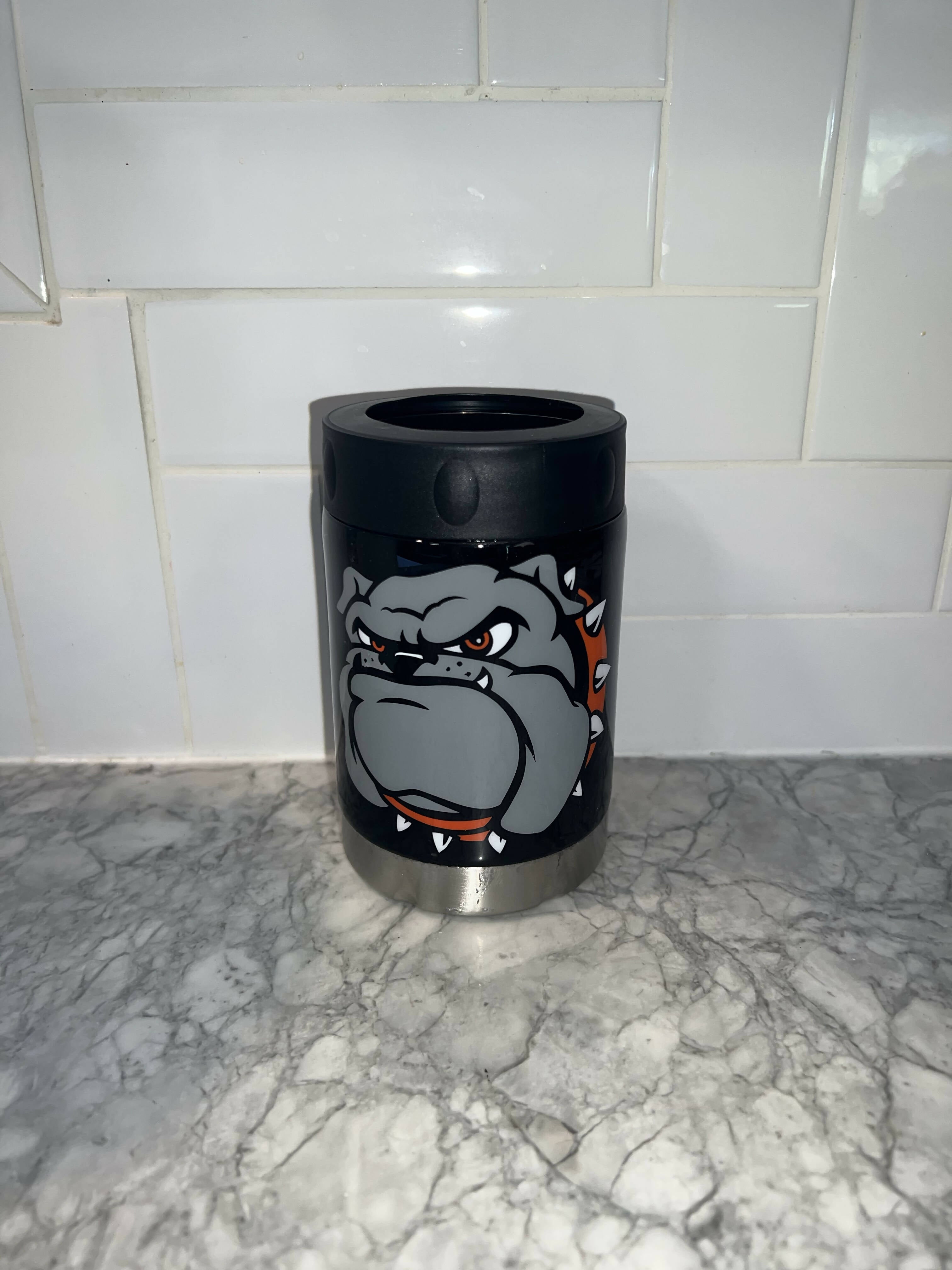 Black bulldog Koozie