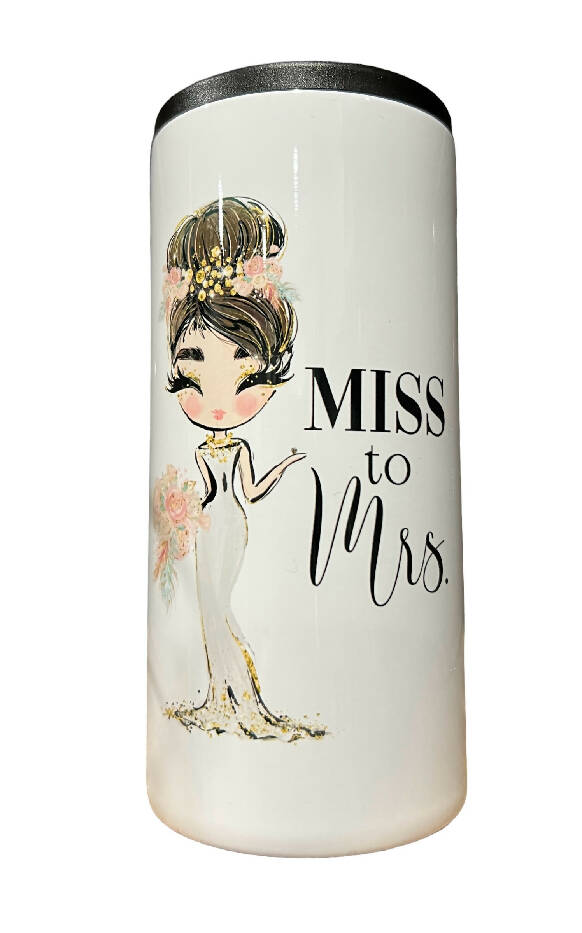 Miss to Mrs 12 oz slim can koozie