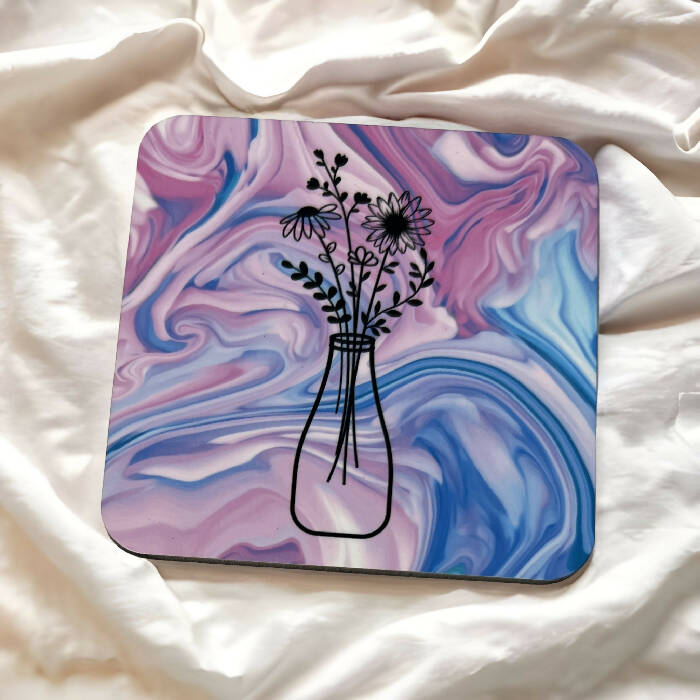 Spring Wildflowers pink/blue swirl coaster