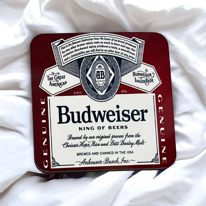 Red label beer label coaster