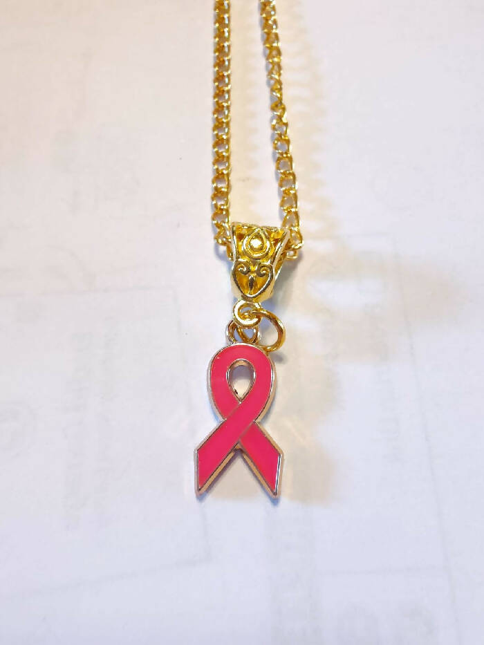 MN #016 BREAST CANCER GOLD CHAIN 19 inch